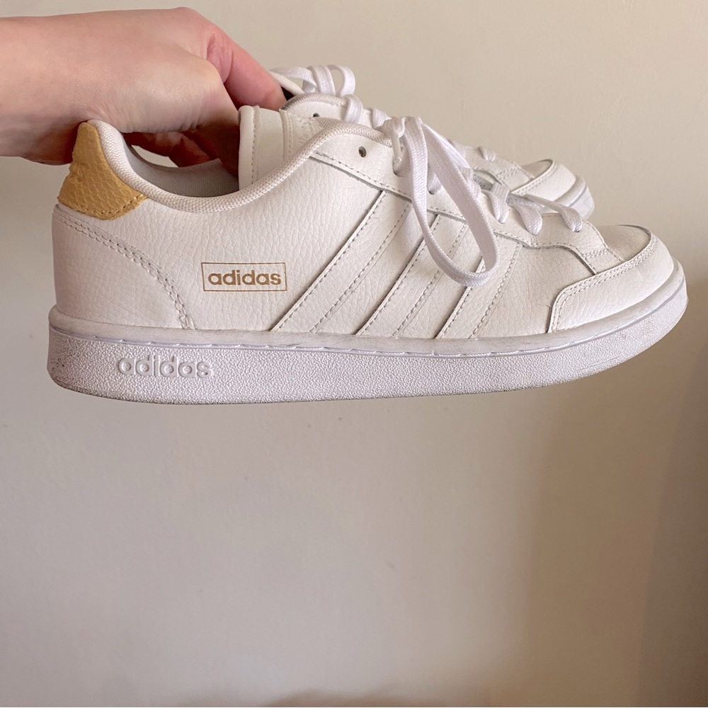 Adidas White and Yellow Cloudfoam Comfort Sneakers